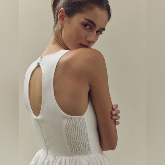 BHLDN High Neck Satin Duchess A-Line Midi Dress XS - Picture 3 of 6